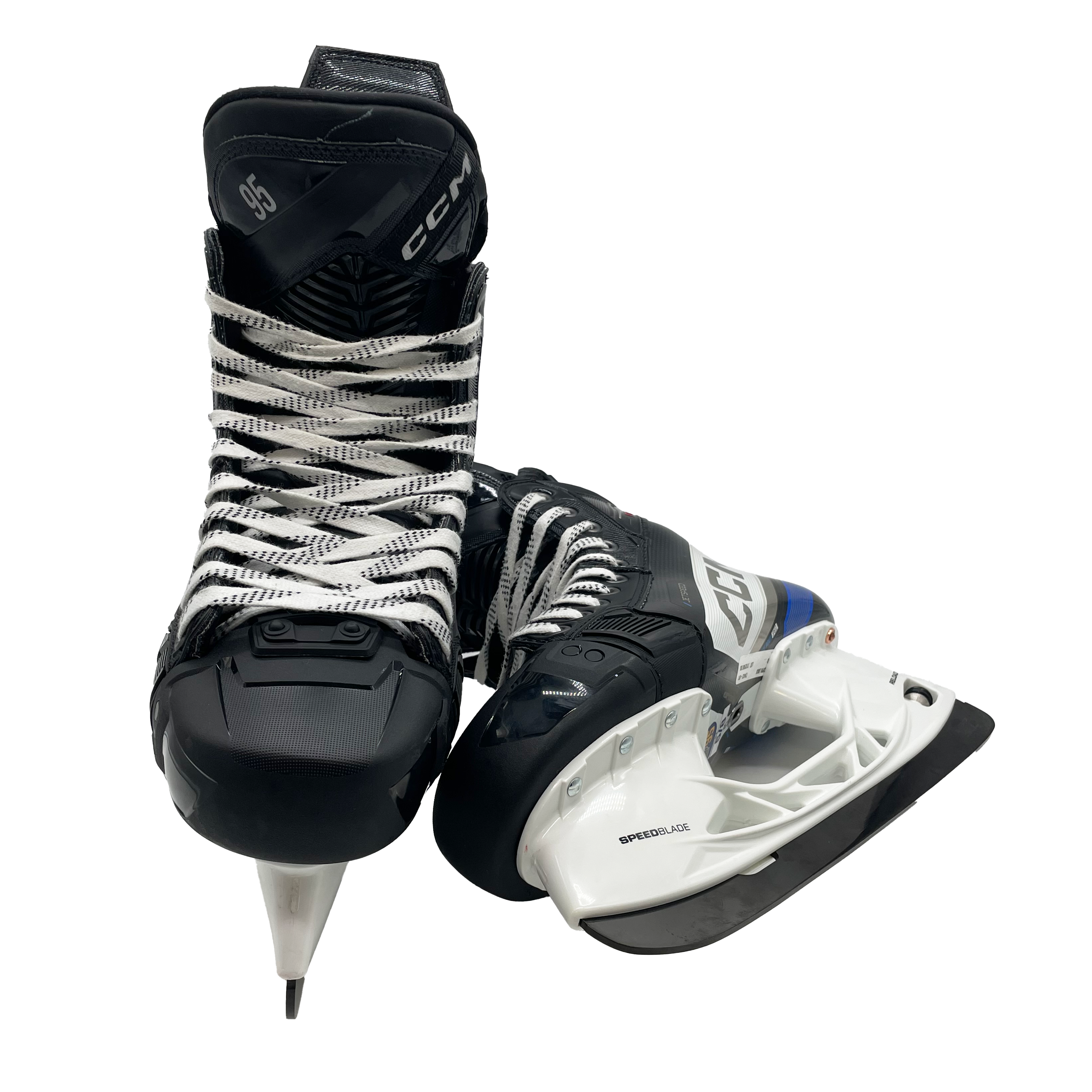 CCM Jetspeed FT6 Pro – Patins de hockey Pro Stock – Taille 8EE (Blanc/Bleu)